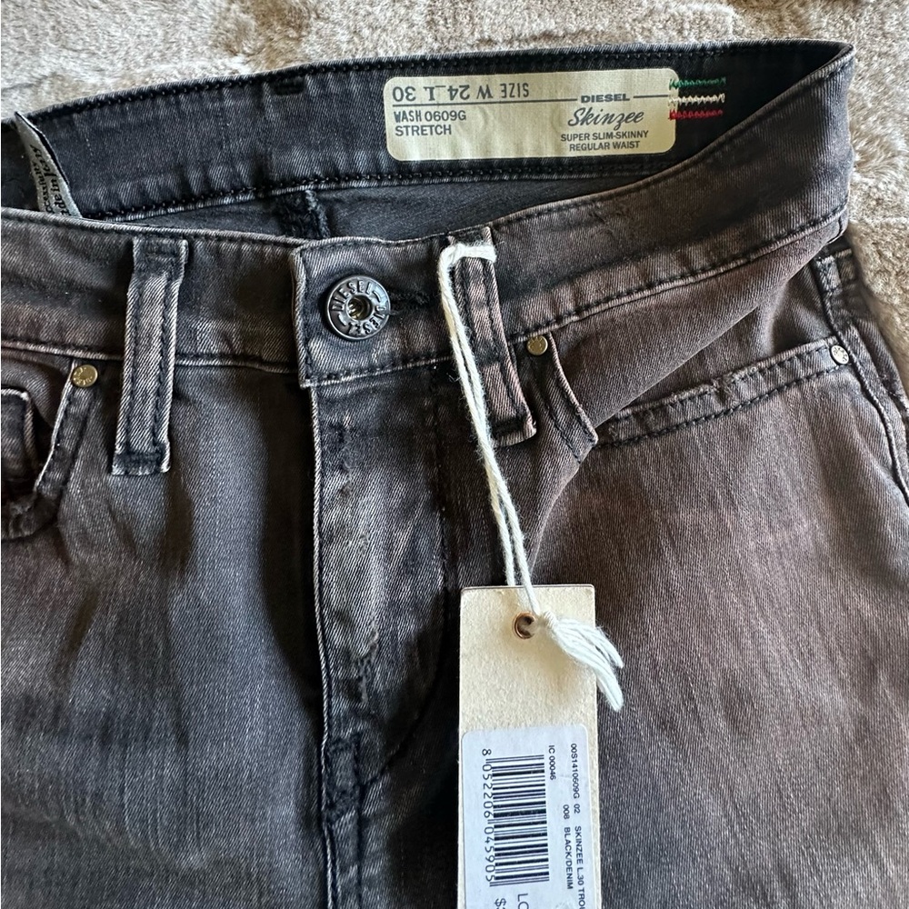 Diesel Men Skinny Jeans — Washed Charcoal